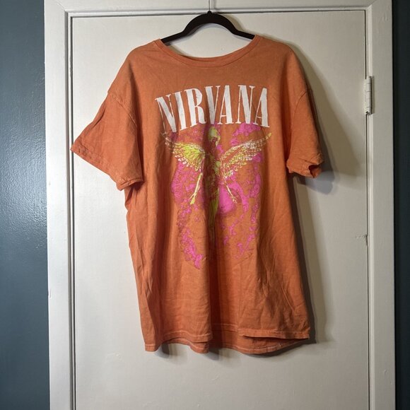 Officially Licensed Nirvana In Utero T-Shirt Orange Acid Wash Xlarge NWOT - Picture 1 of 5